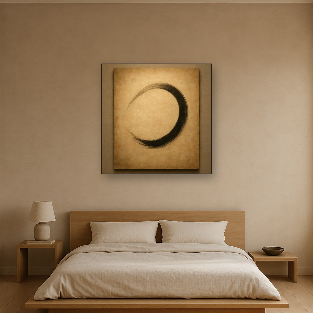 Aged Rice Paper & Charcoal Calligraphic Balance No. 20 Oil Painting - View 3