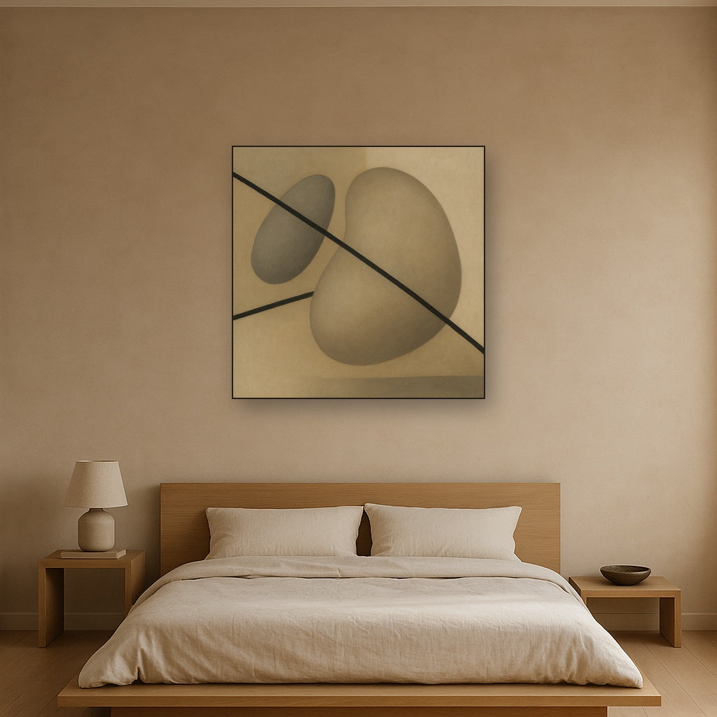 Organic Pebble Contours & Slanted Lines No. 19 Oil Painting - View 3