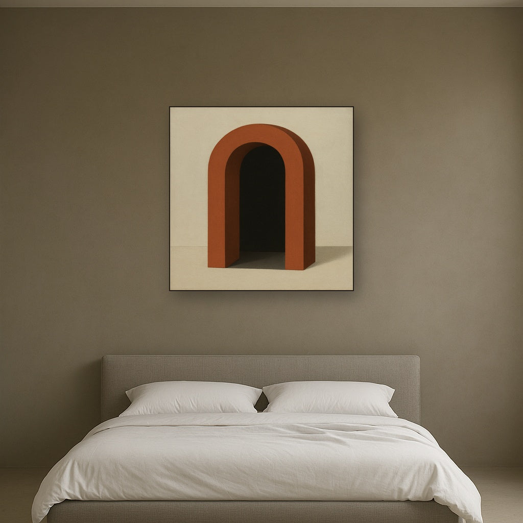 Terracotta Clay & Cream Arch No. 4 - Modern Fine Art Oil Painting - View 3
