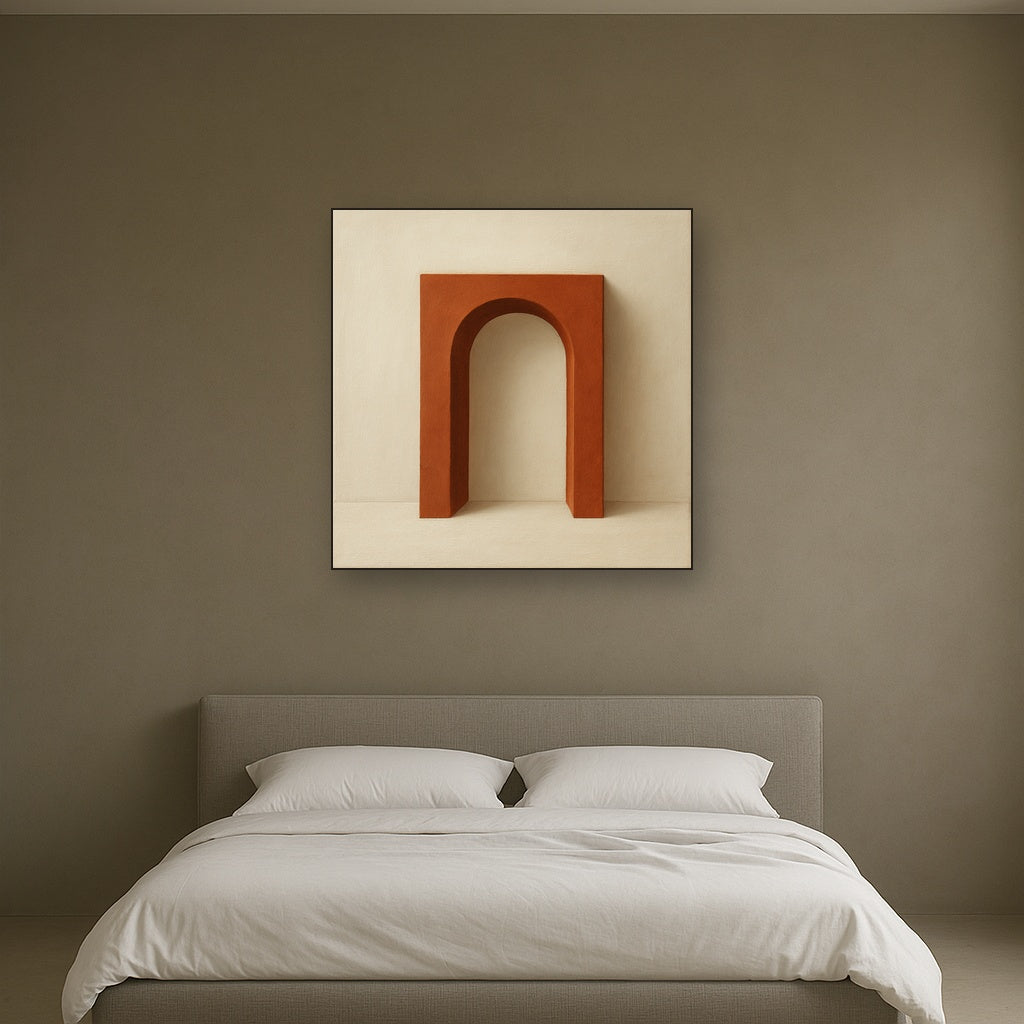 Terracotta Clay & Cream Arch No. 4 - Modern Fine Art Oil Painting - View 3