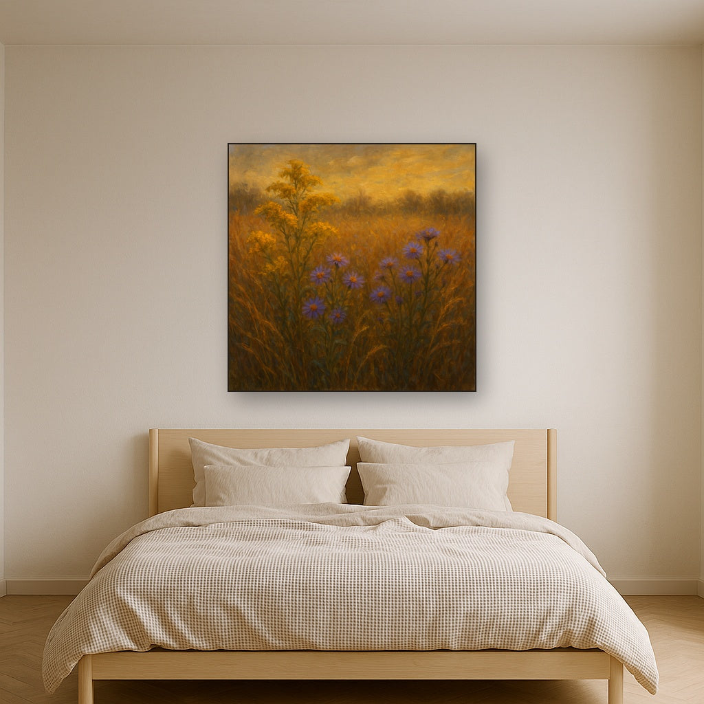 Goldenrod & Autumn Asters in Rustic Meadow No. 14 Fine Art Oil Painting - View 3