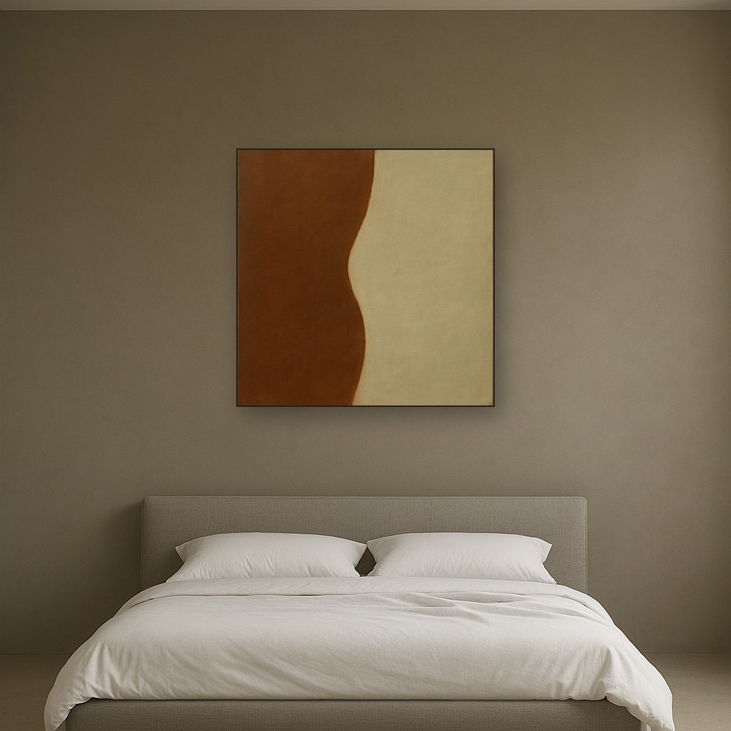 Burnt Umber & Greige Duet No. 7 - Modern Fine Art Oil Painting - View 3