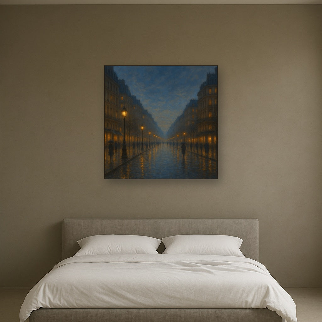 Rainy Parisian Boulevard at Twilight No. 7 Oil Painting - View 3