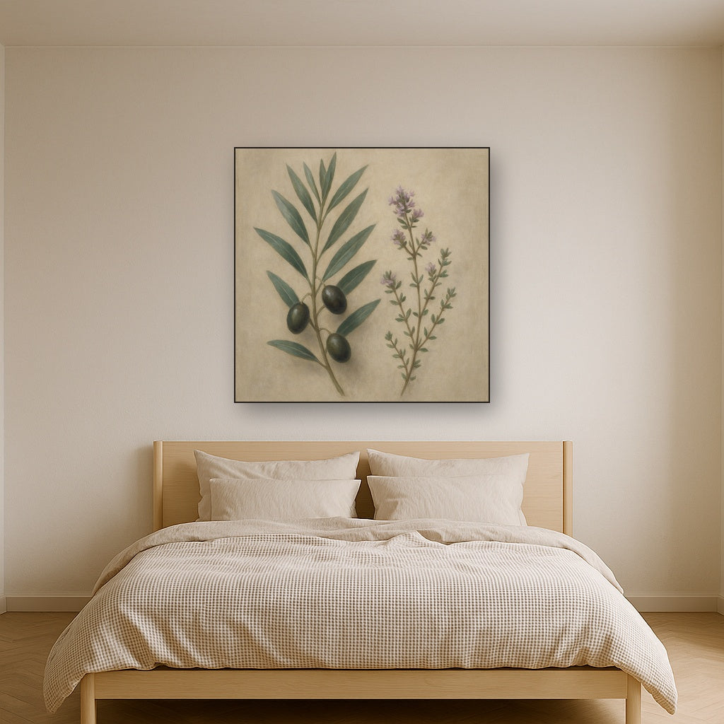 Olive Branches & Wild Thyme Botanical Study No. 3 Fine Art Oil Painting - View 3