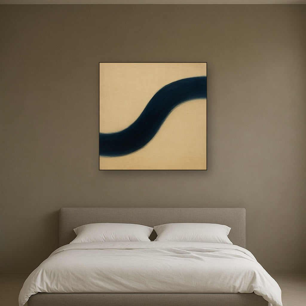 Navy Indigo & Warm Sand Sweep No. 2 - Modern Fine Art Oil Painting - View 3