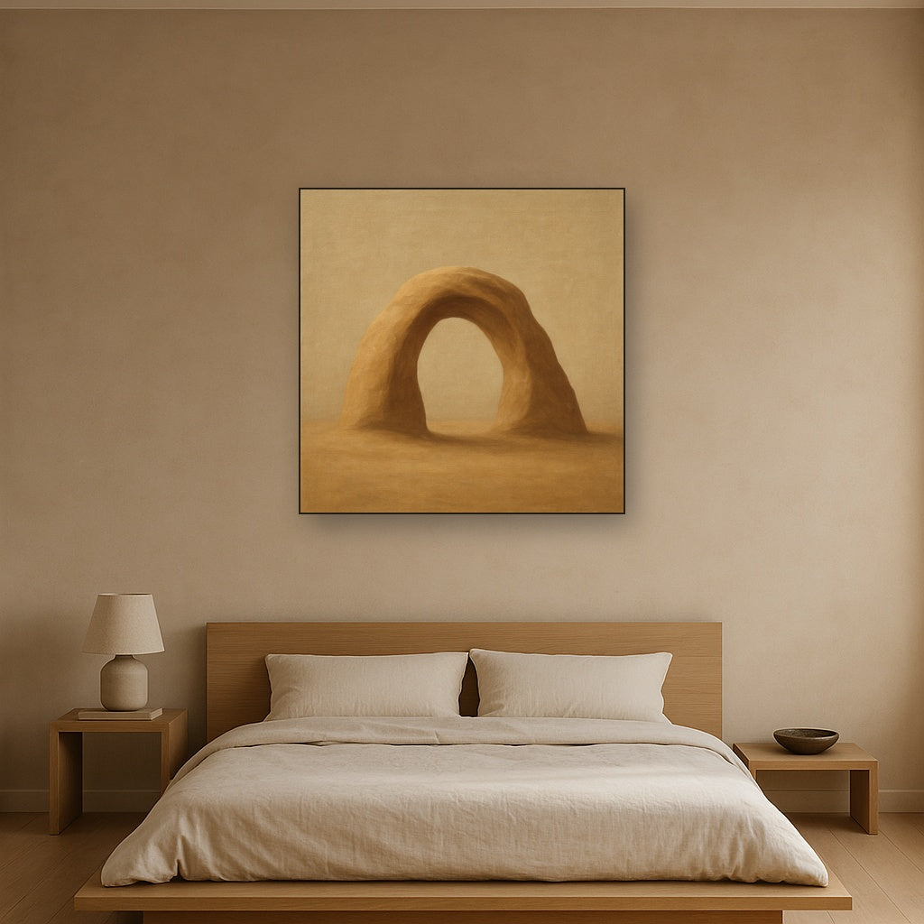 Warm Beige Travertine Arch No. 1 - Modern Fine Art Oil Painting - View 3