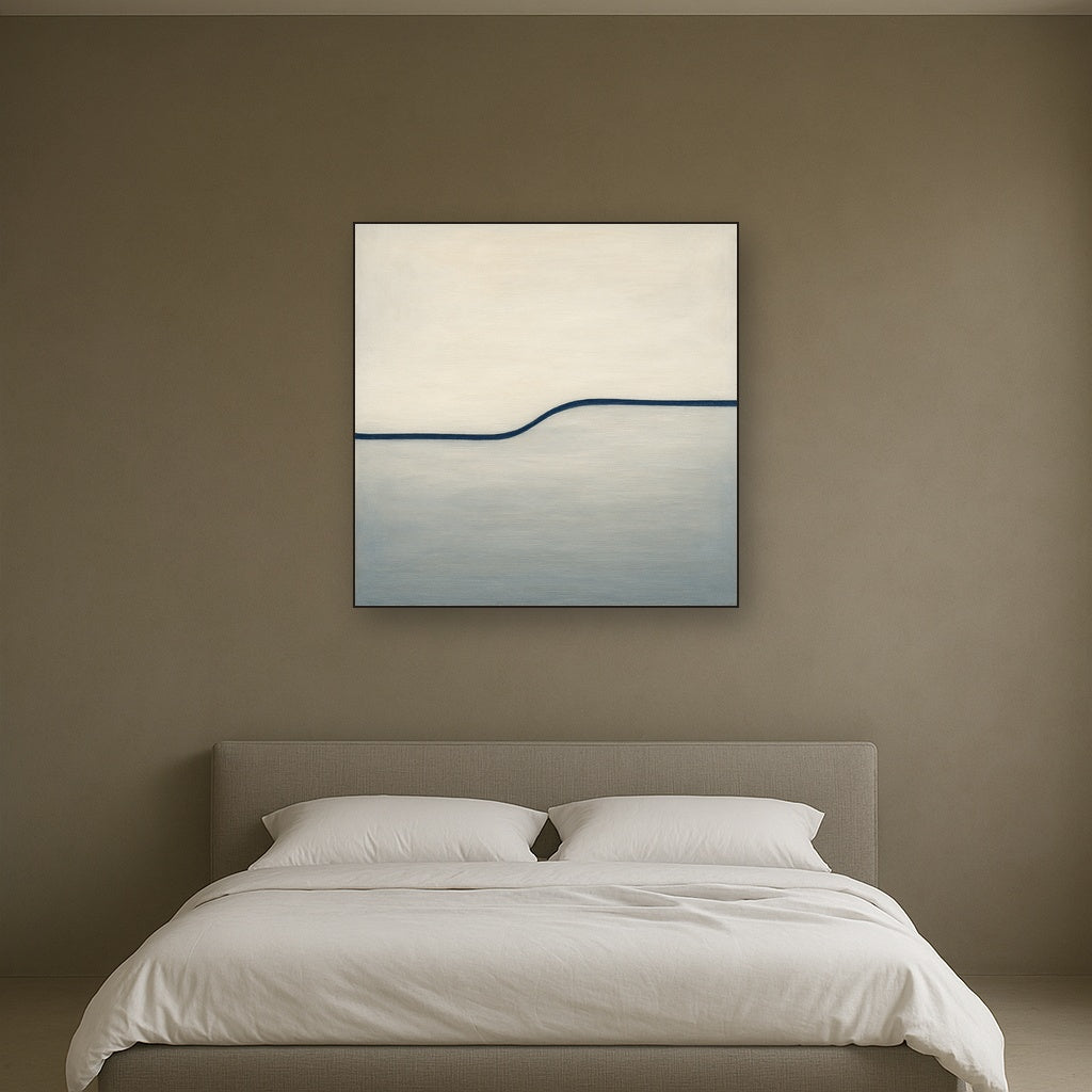 Minimalist Continuous Line Horizon in Deep Indigo No. 12 Fine Art Oil Painting - View 3