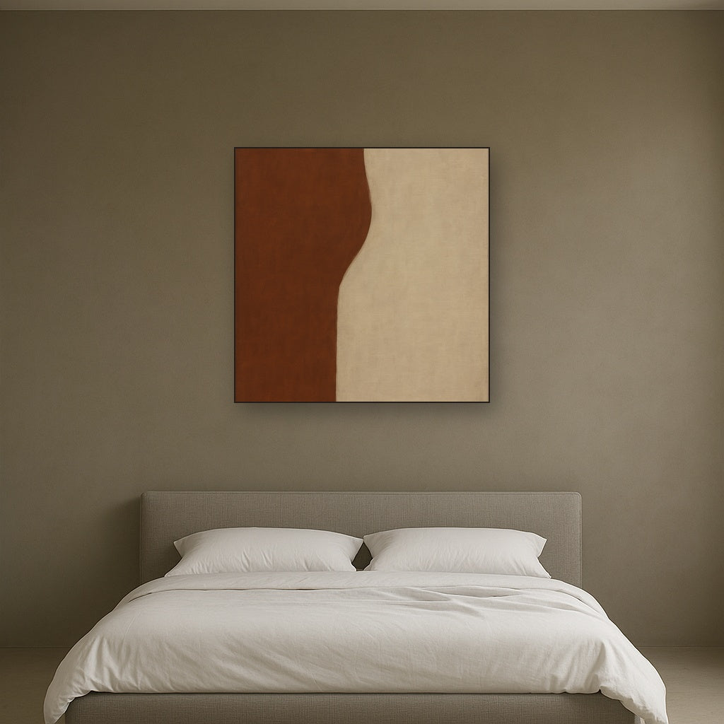 Burnt Umber & Greige Duet No. 7 - Modern Fine Art Oil Painting - View 3