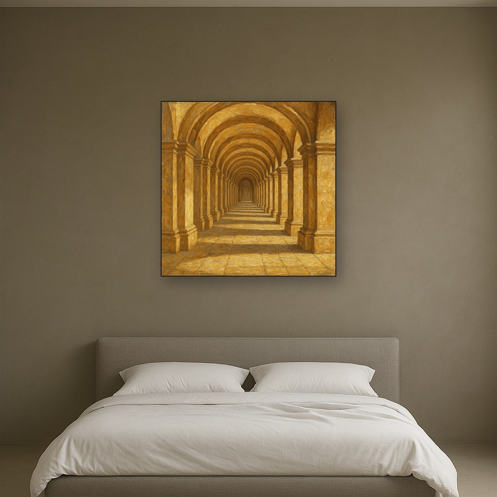 Colonnade Archway Light Architectural Oil Painting - Styled in Master Bedroom