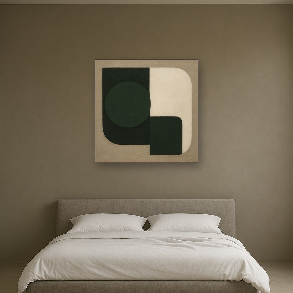 Forest Emerald & Chalk Interlock No. 6 - Modern Fine Art Oil Painting - View 3
