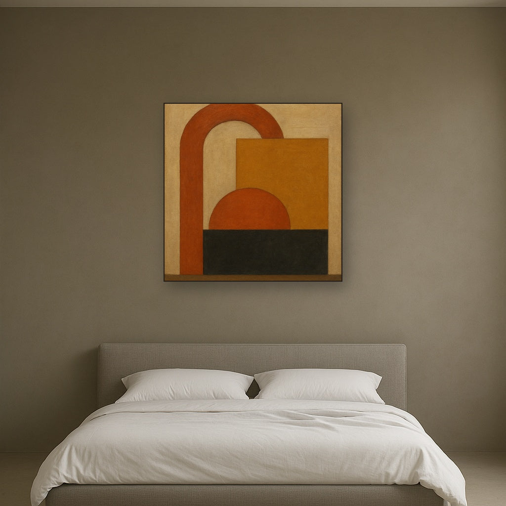 Bauhaus Archway & Terracotta Semicircle Suite No. 10 Fine Art Oil Painting - View 3