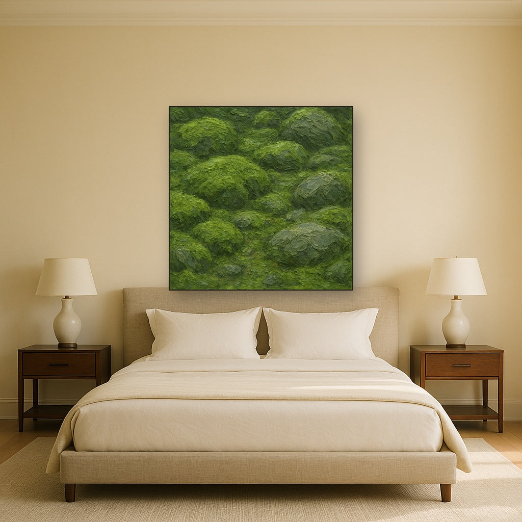 Verdant Moss & Stone Heavy Impasto Oil Painting - View 3