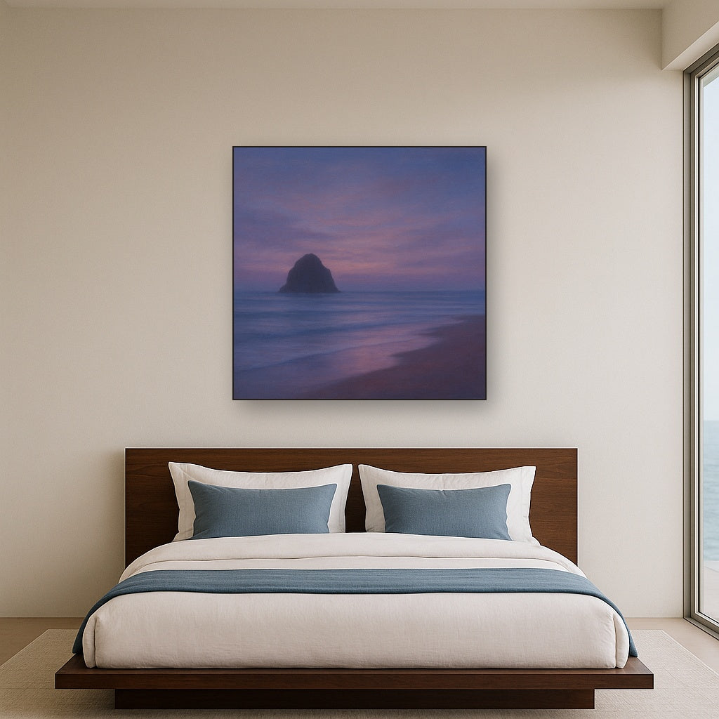 Dusky Twilight Seascape with Lavender Mist No. 4 Fine Art Oil Painting - View 3