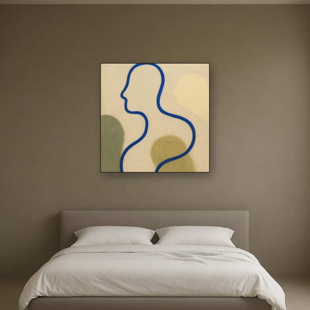 Cobalt Blue & Pale Oat Contour No. 8 - Modern Fine Art Oil Painting - View 3