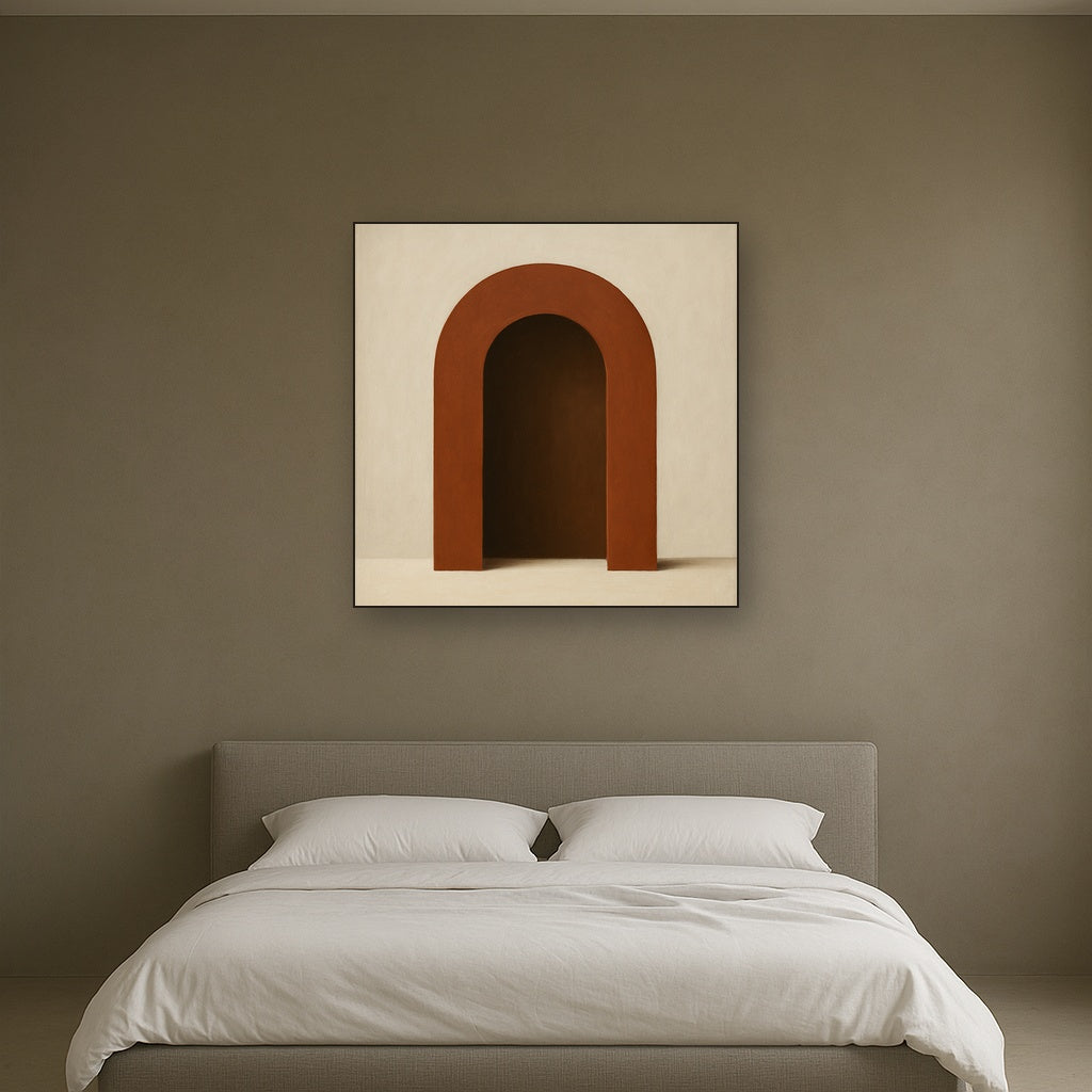 Terracotta Clay & Cream Arch No. 4 - Modern Fine Art Oil Painting - View 3