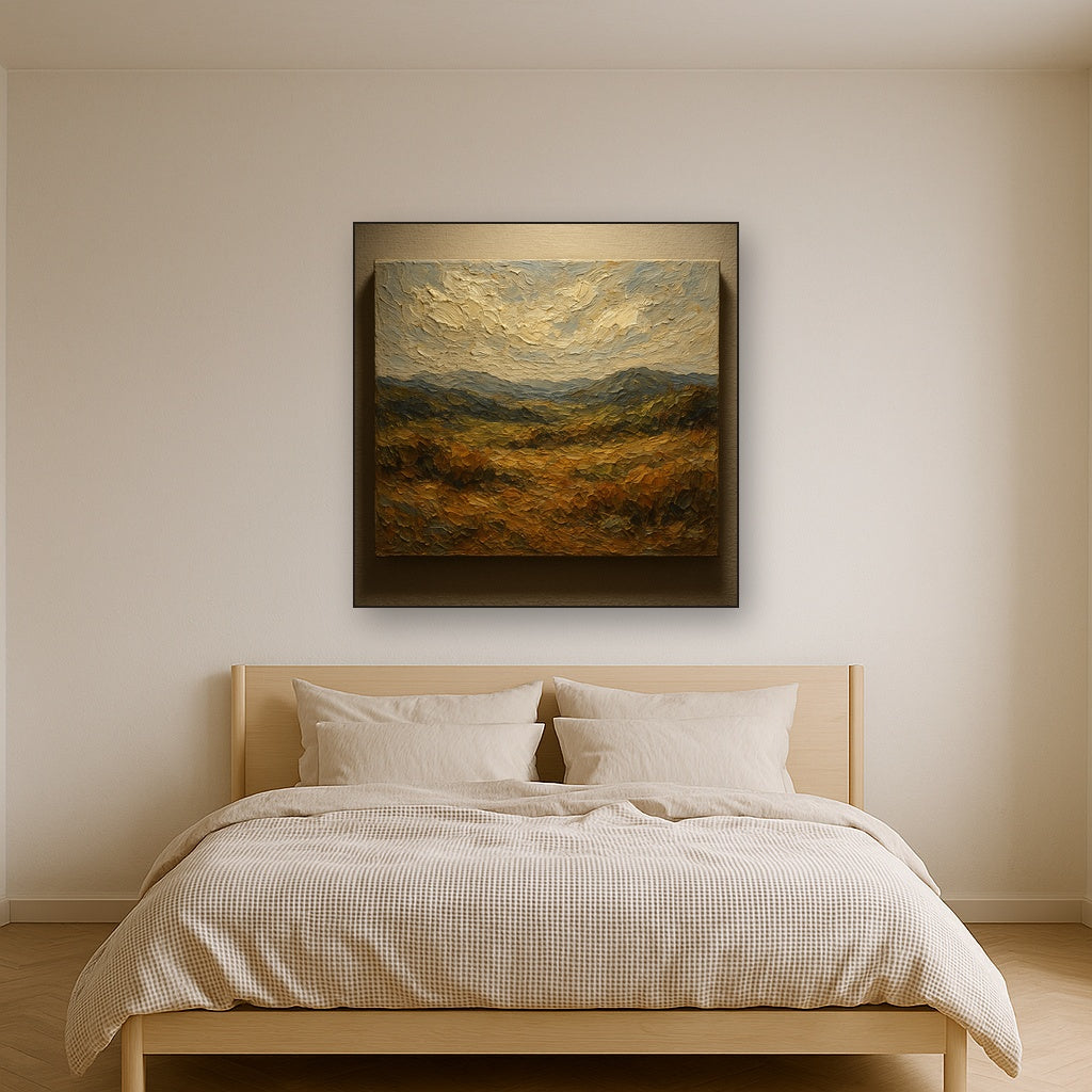 Mother & Child Silhouette Figurative Oil Painting - Styled in Master Bedroom