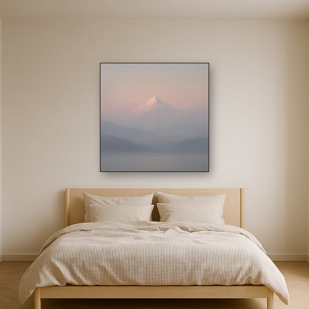 Pale Alpenglow over Distant Glacial Peak No. 10 Oil Painting - View 3