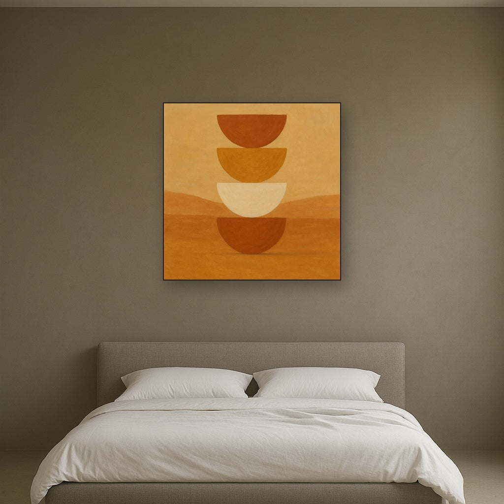 Stacked Semicircle Totem in Desert Warmth No. 11 Fine Art Oil Painting - View 3