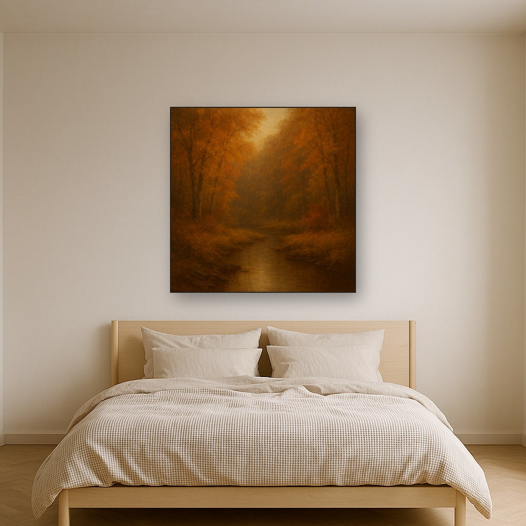 Secluded Woodland Brook in Autumn Glow No. 2 Oil Painting - View 3