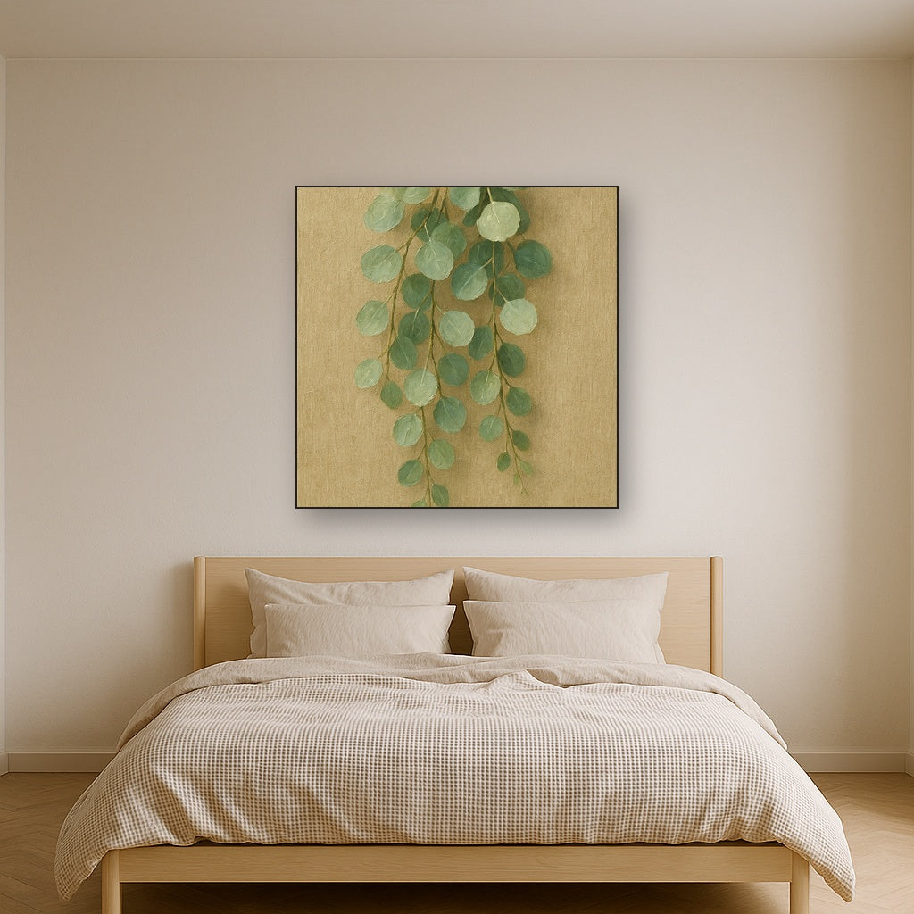 Eucalyptus Canopy Botanical Oil Painting - Styled in Master Bedroom