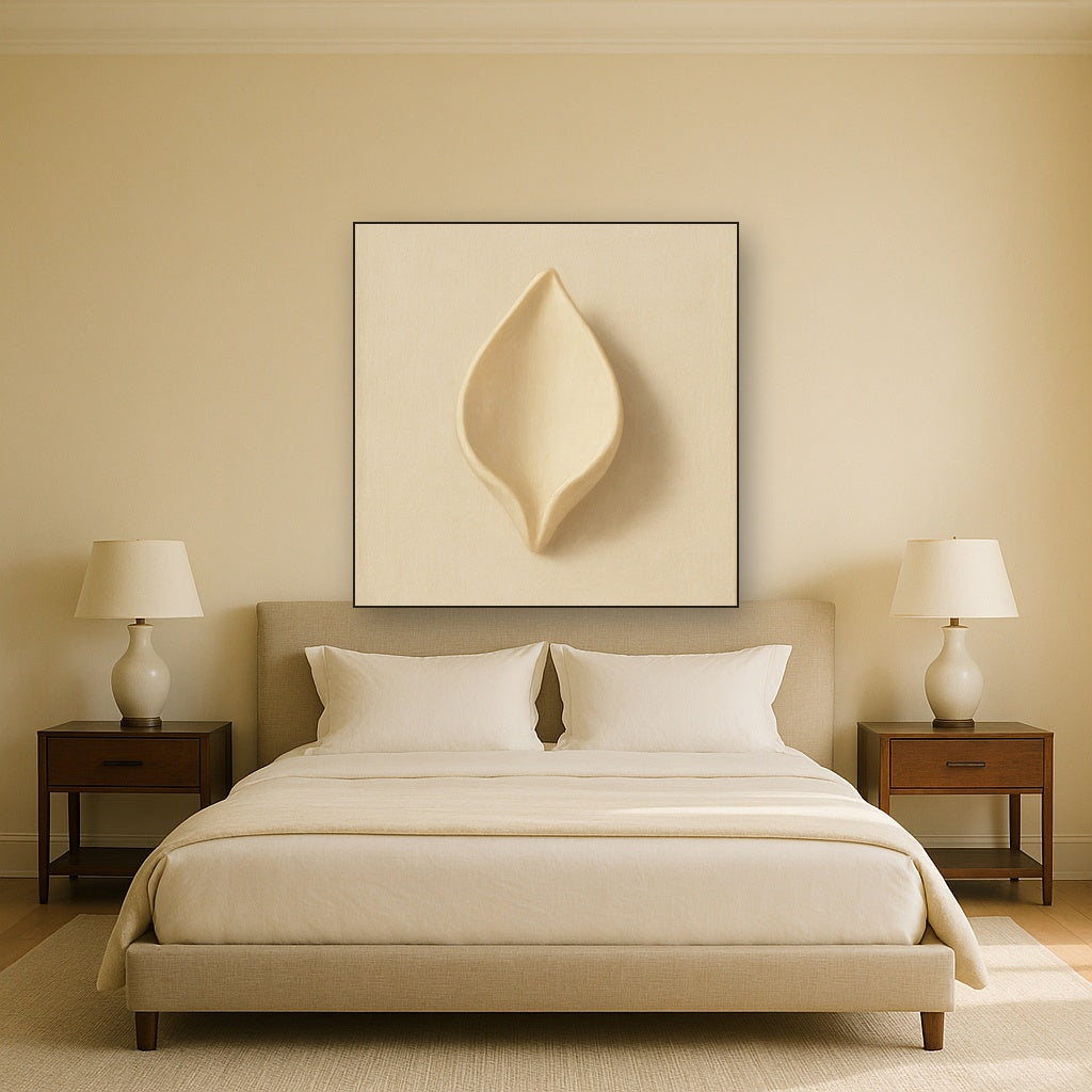 Sculpted Ivory Floral Contour No. 1 - Modern Fine Art Oil Painting - View 3