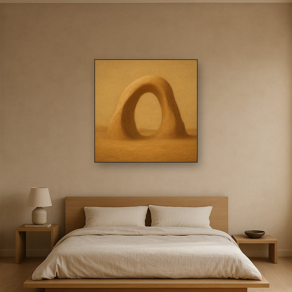 Warm Beige Travertine Arch No. 1 - Modern Fine Art Oil Painting - View 3