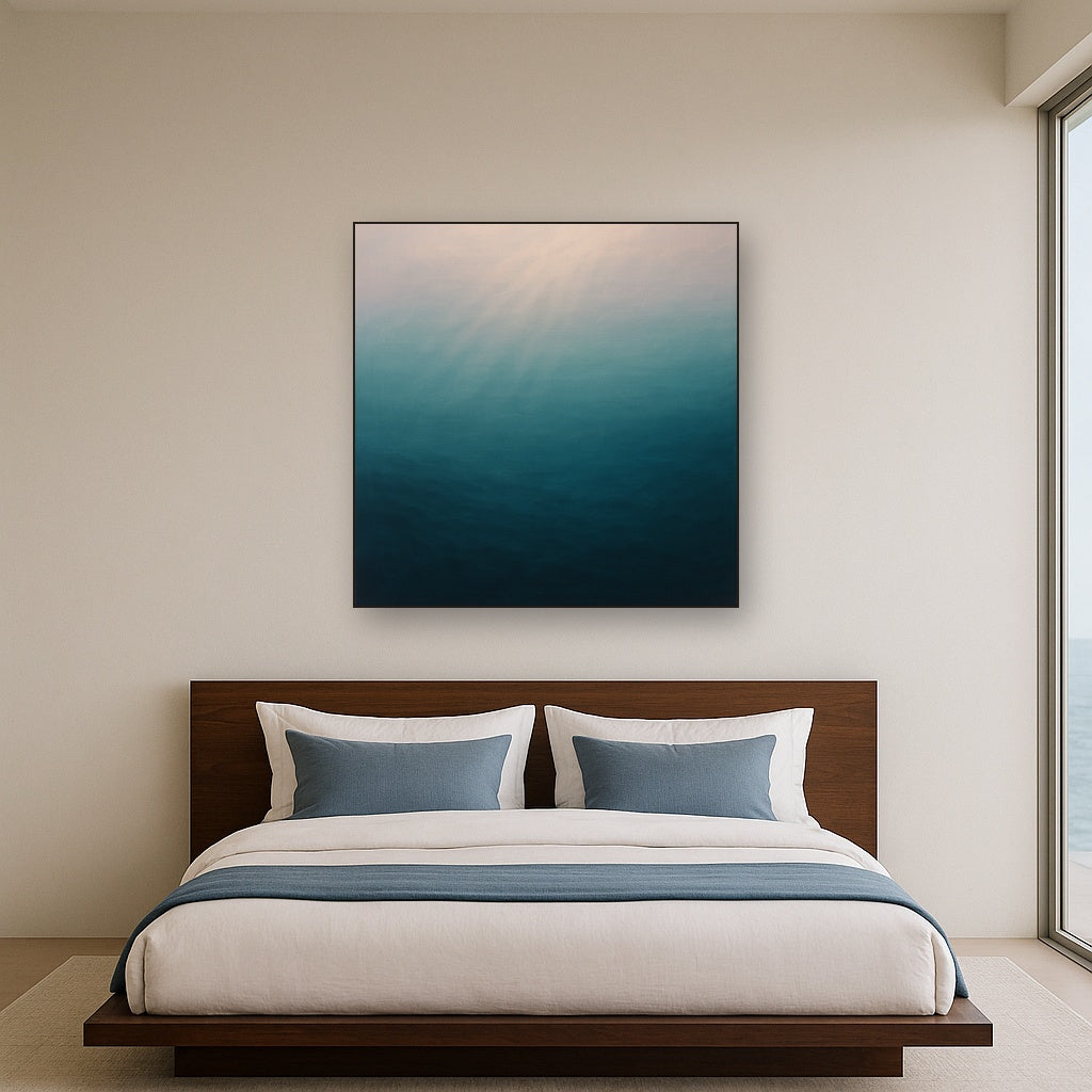 Minimalist Aquamarine Reef Void No. 10 - Modern Fine Art Oil Painting - View 3