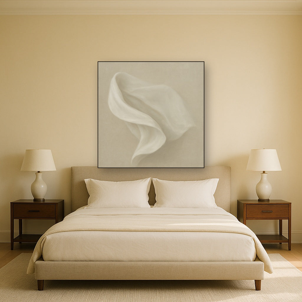 Alabaster Linen Texture Fold No. 4 - Modern Fine Art Oil Painting - View 3