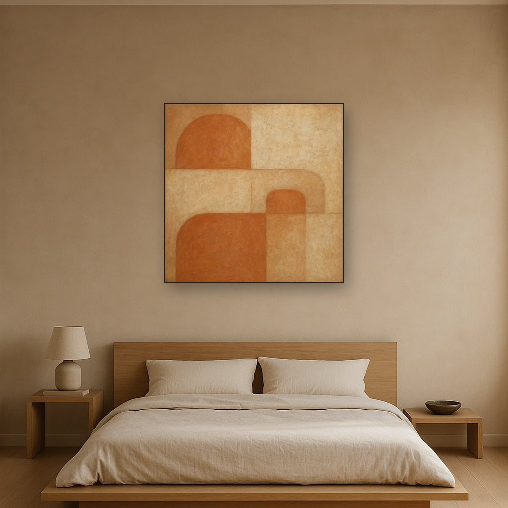 Earthy Terracotta & Weathered Plaster Wash No. 2 Oil Painting - View 3