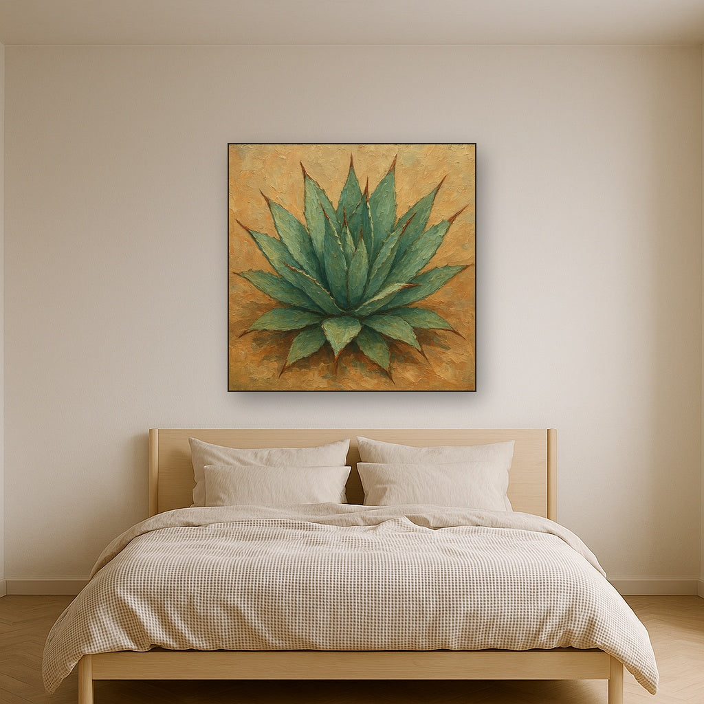 Wild Desert Agave Botanical Oil Painting - View 3