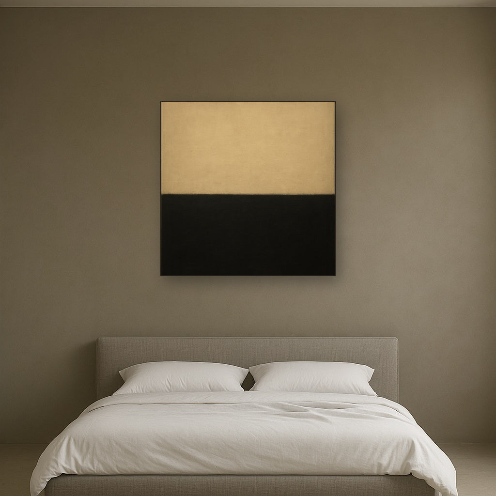 Onyx & Warm Biscuit Horizon No. 9 - Modern Fine Art Oil Painting - View 3