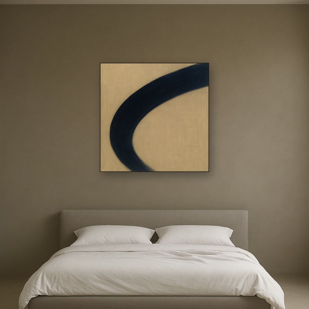 Navy Indigo & Warm Sand Sweep No. 2 - Modern Fine Art Oil Painting - View 3