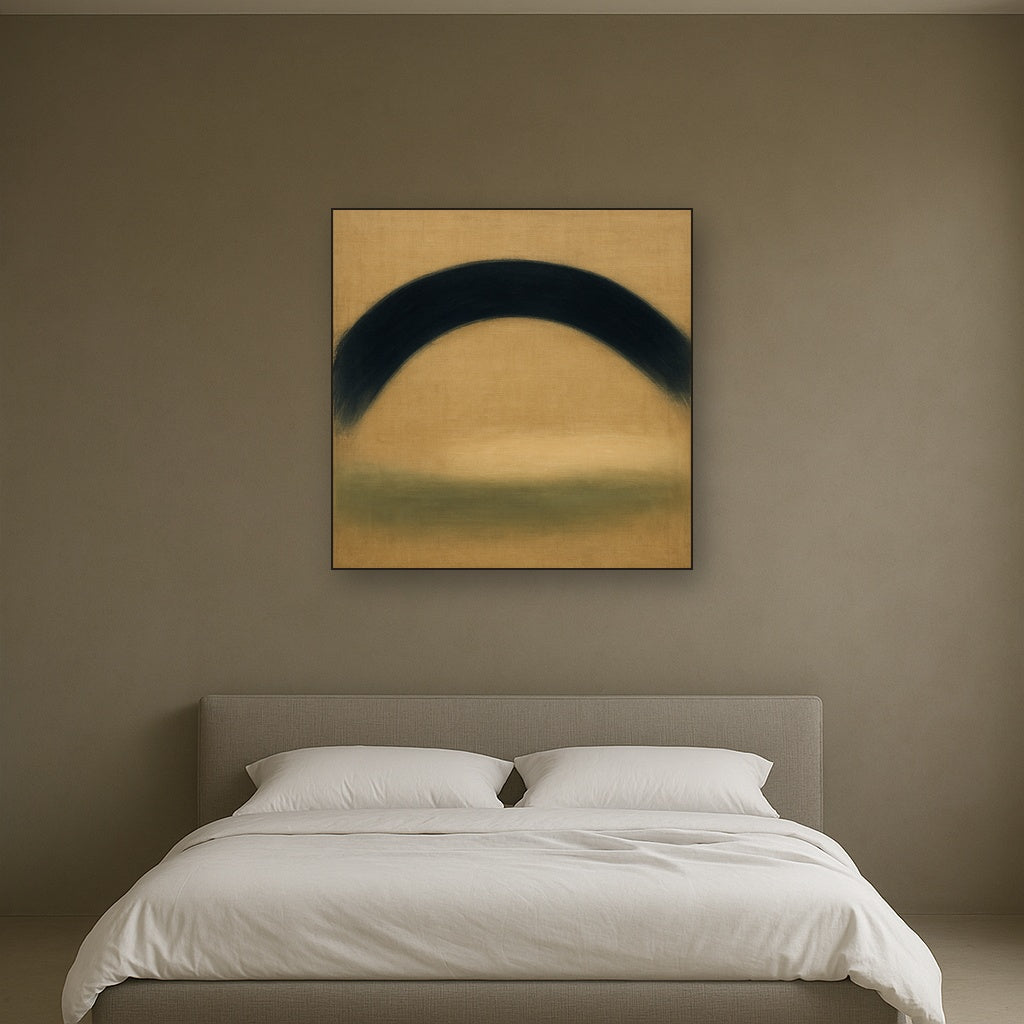 Navy Indigo & Warm Sand Sweep No. 2 - Modern Fine Art Oil Painting - View 3