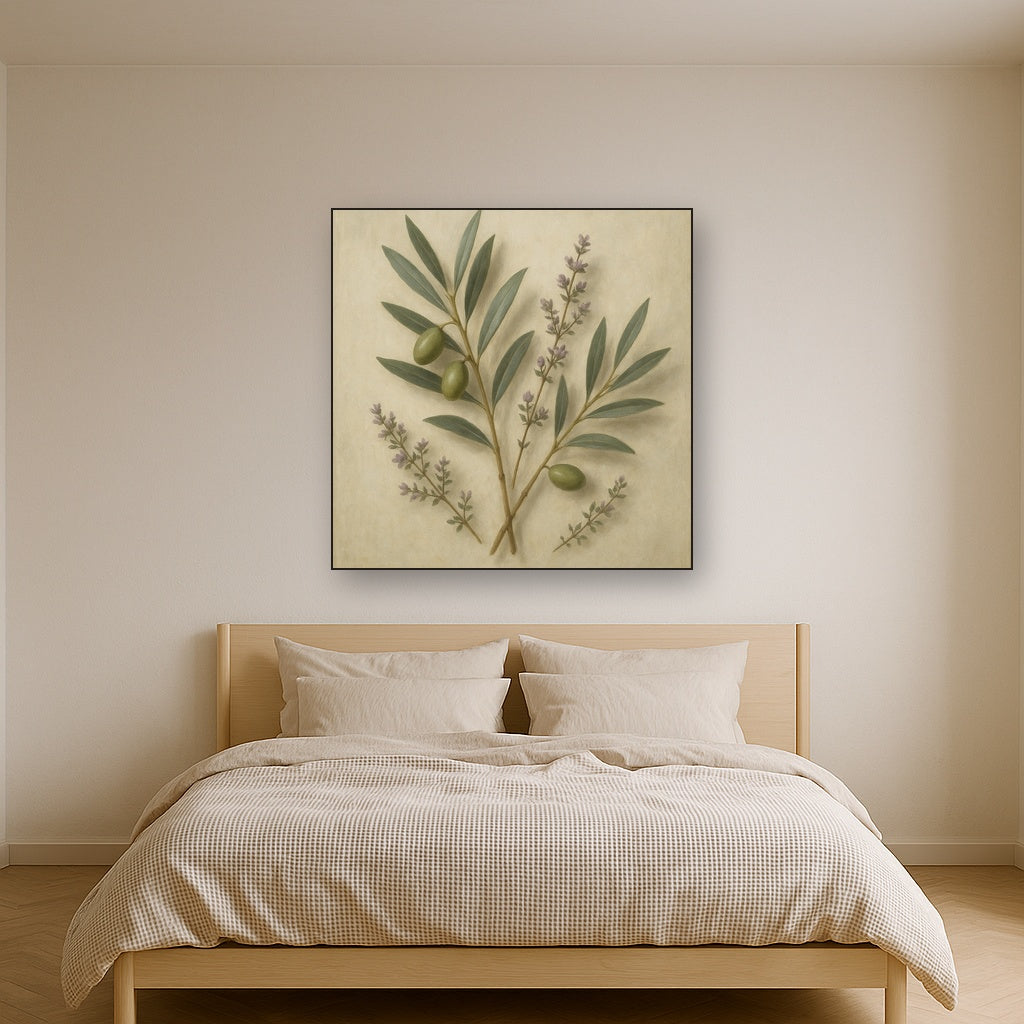 Olive Branches & Wild Thyme Botanical Study No. 14 Fine Art Oil Painting - View 3