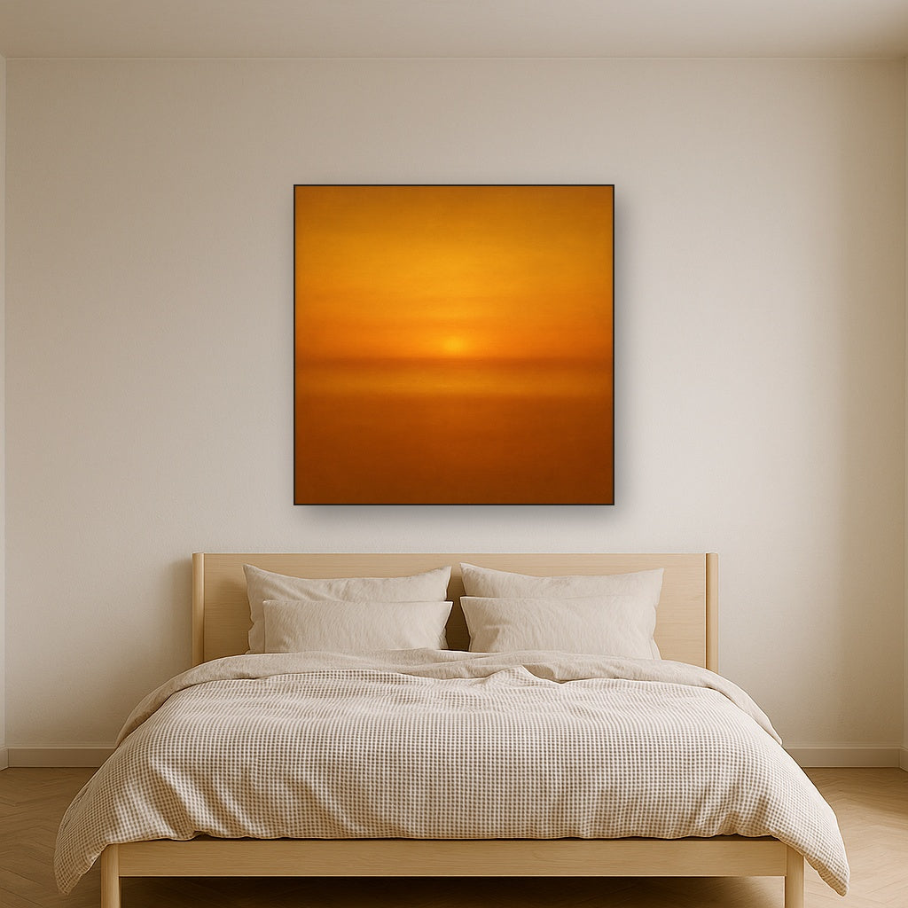 Warm Amber & Raw Sienna Sunset Meditation No. 17 Oil Painting - View 3