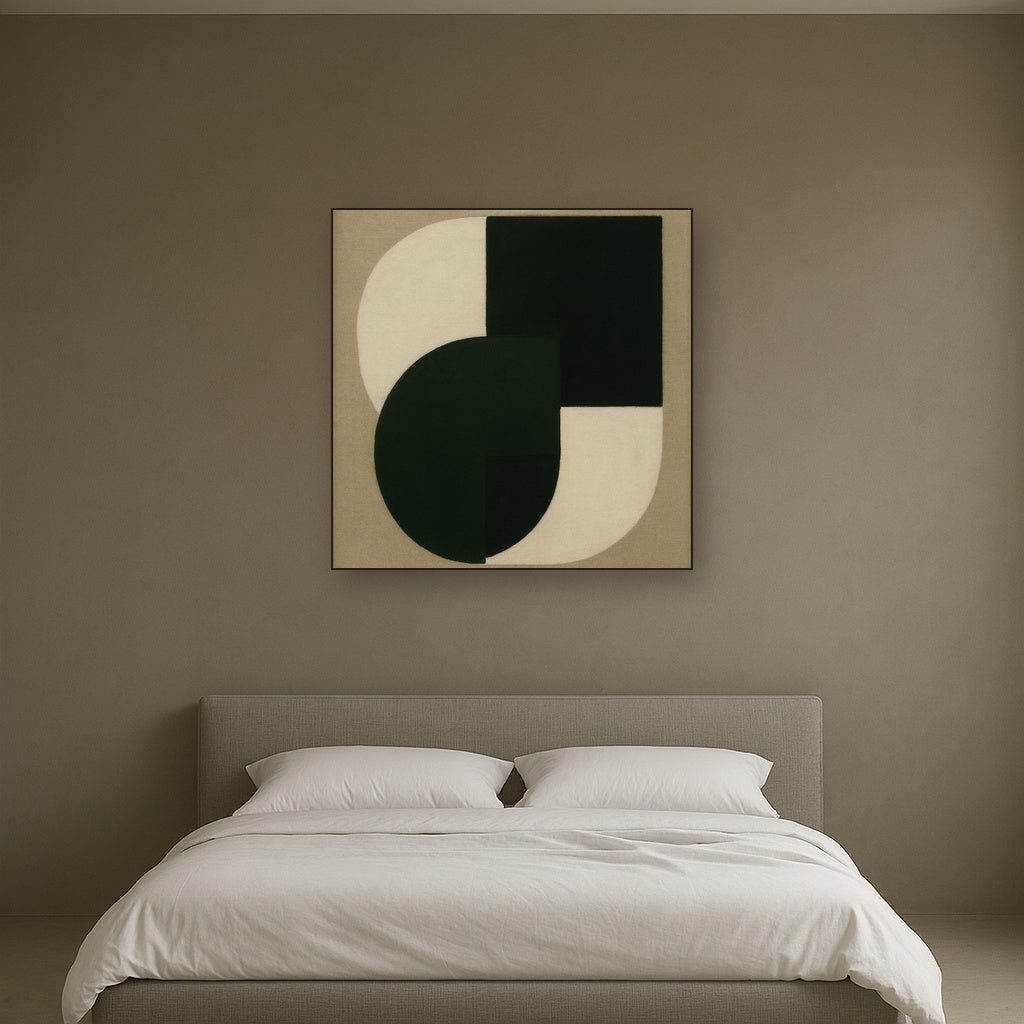 Forest Emerald & Chalk Interlock No. 6 - Modern Fine Art Oil Painting - View 3