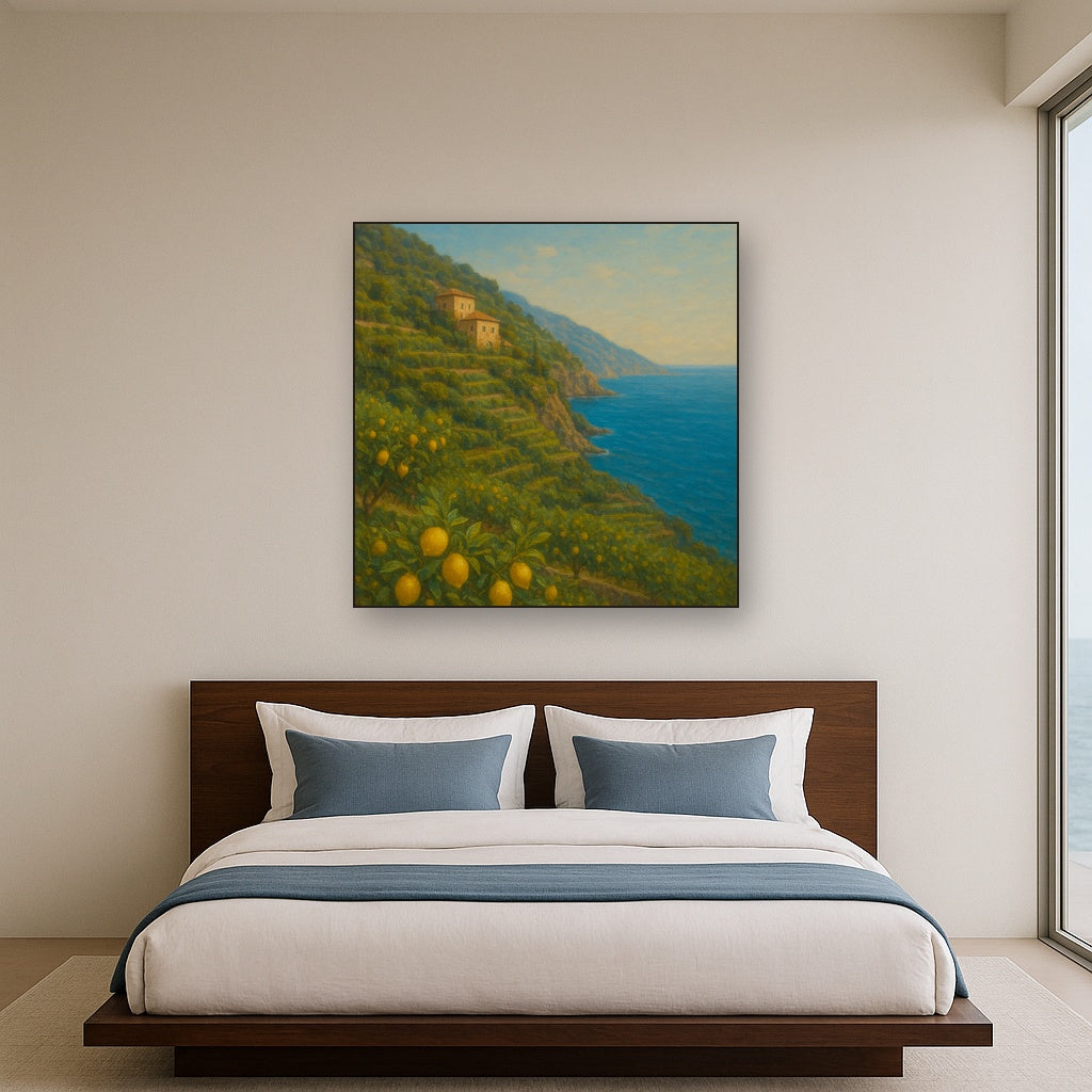 Italian Amalfi Coastline Terraces & Lemon Grove No. 5 Oil Painting - View 3