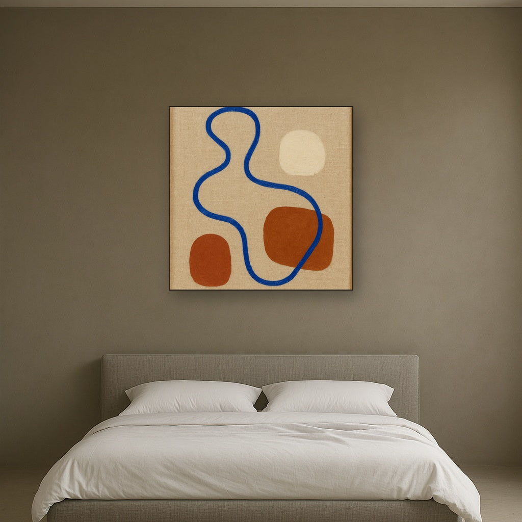 Cobalt Blue & Pale Oat Contour No. 8 - Modern Fine Art Oil Painting - View 3
