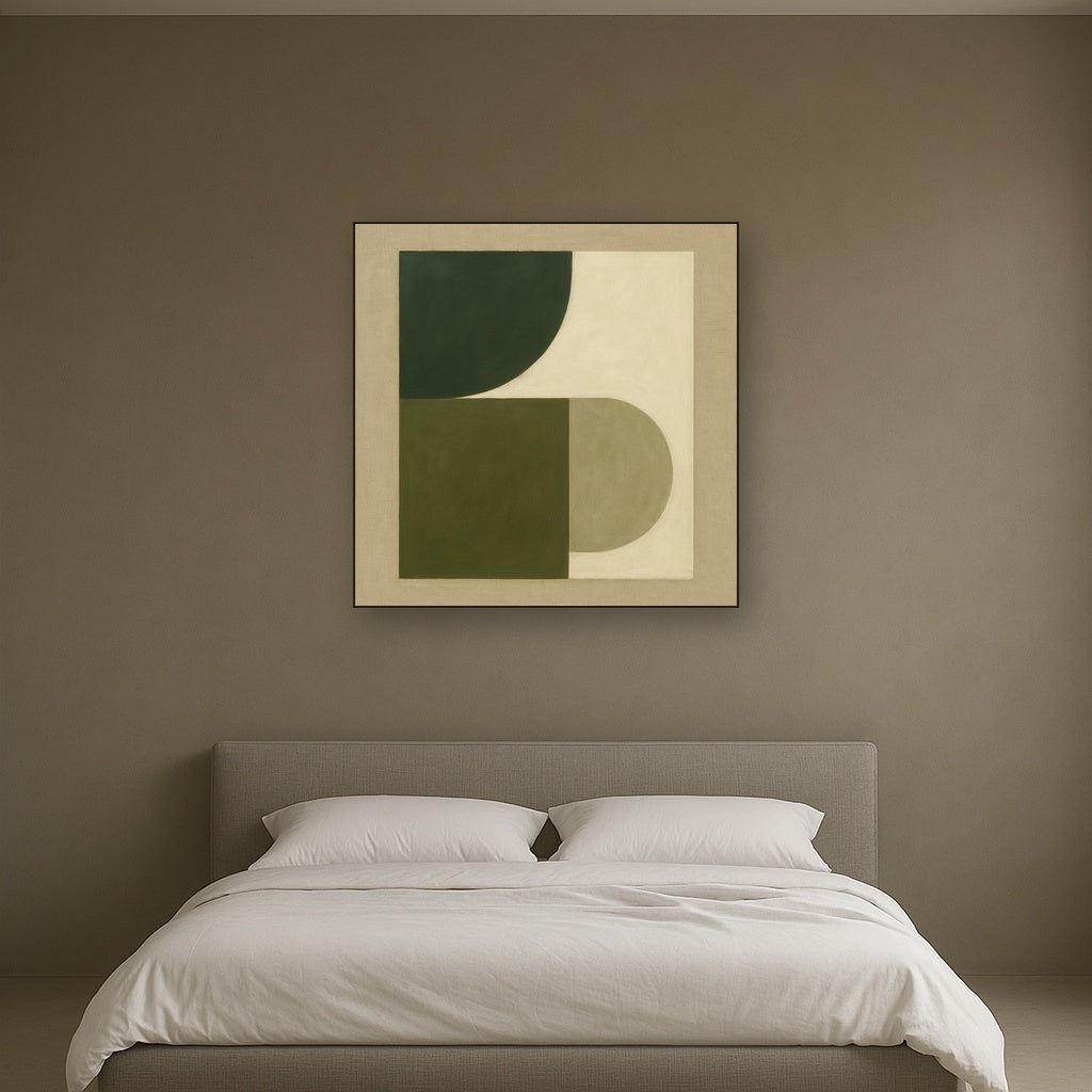 Forest Emerald & Chalk Interlock No. 6 - Modern Fine Art Oil Painting - View 3