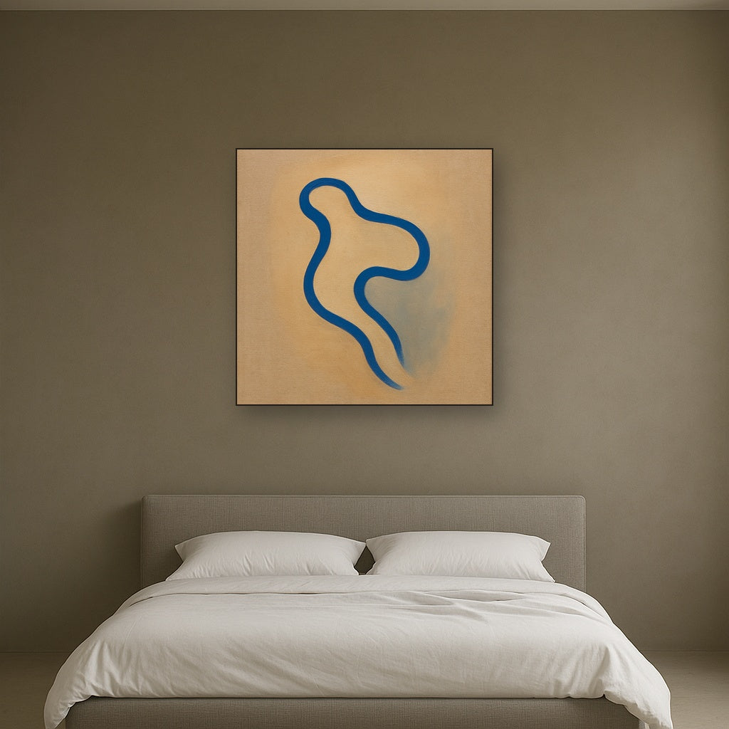 Cobalt Blue & Pale Oat Contour No. 8 - Modern Fine Art Oil Painting - View 3