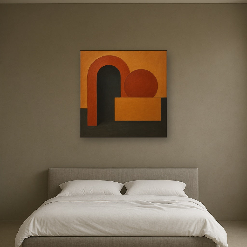 Bauhaus Archway & Terracotta Semicircle Suite No. 5 Fine Art Oil Painting - View 3