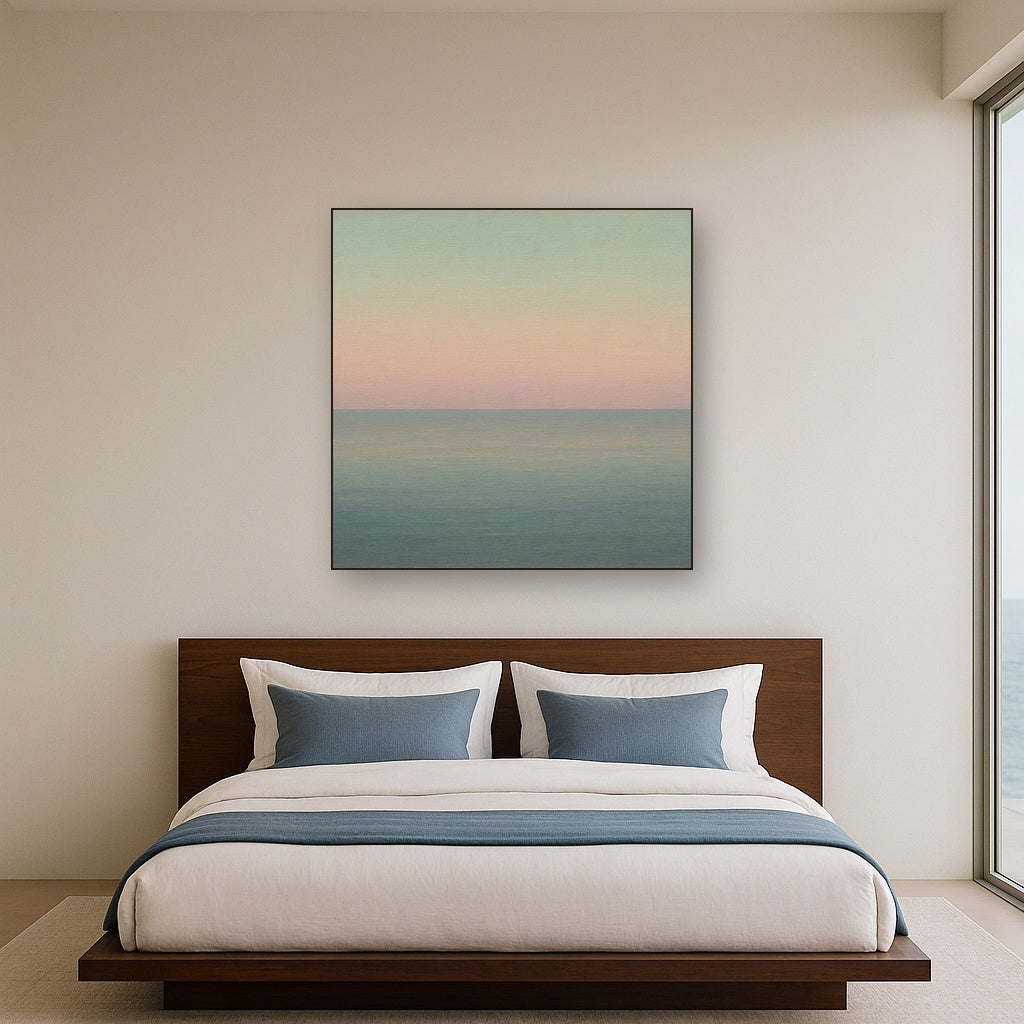 Dusk Horizon in Pale Lavender & Slate No. 3 - Modern Fine Art Oil Painting - View 3