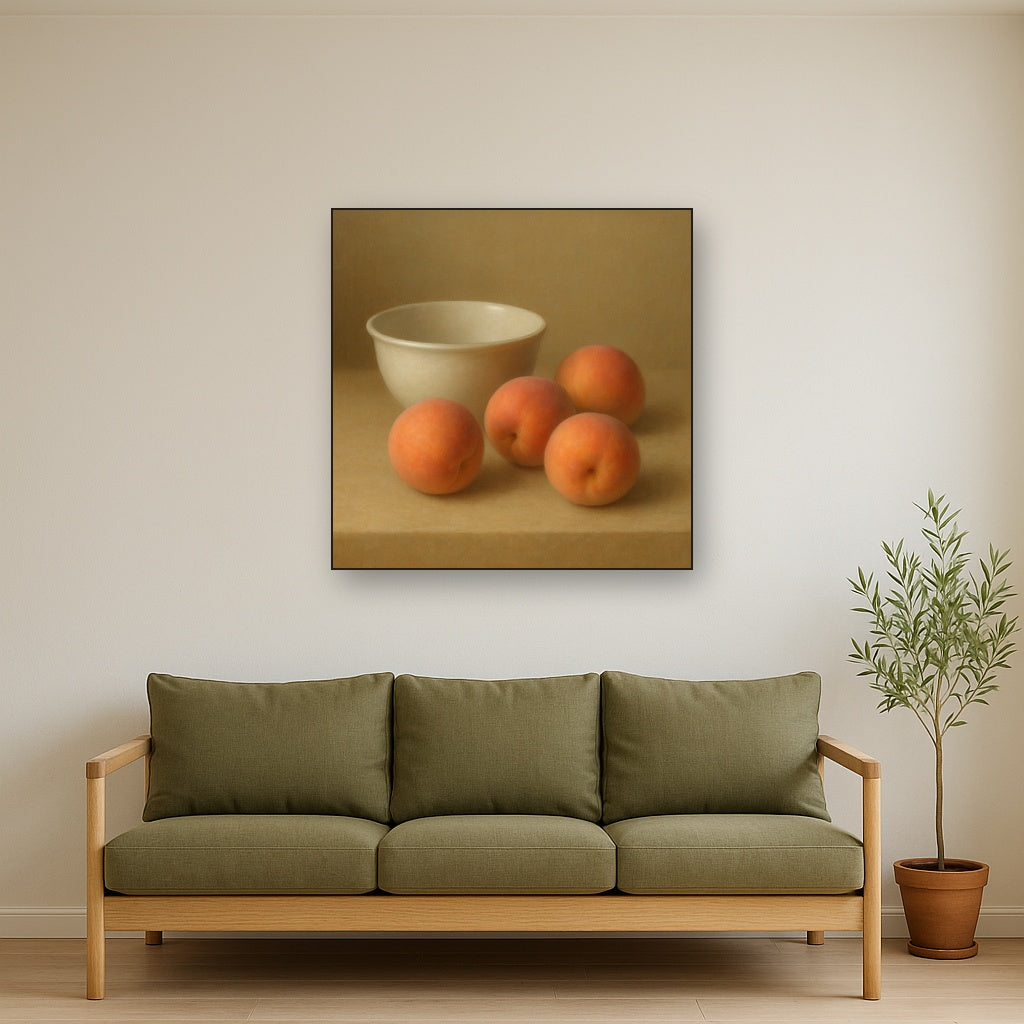 Heirloom Peaches & White Ceramic Bowl No. 10 Oil Painting - View 3