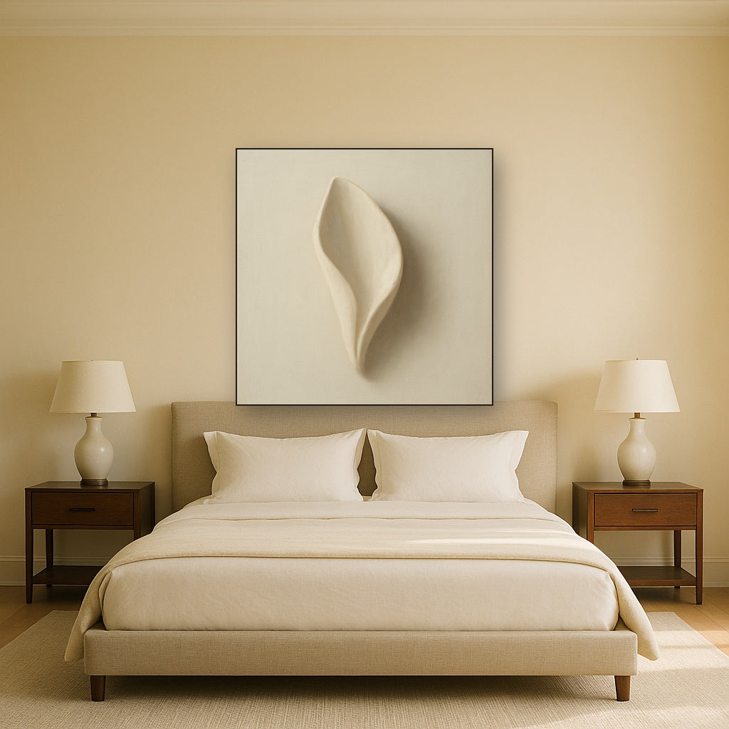 Sculpted Ivory Floral Contour No. 1 - Modern Fine Art Oil Painting - View 3