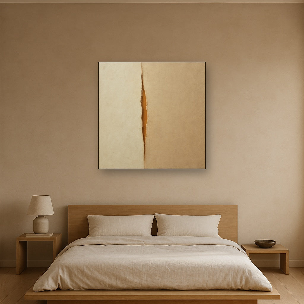 Tactile Stucco & Ochre Rift No. 9 - Modern Fine Art Oil Painting - View 3