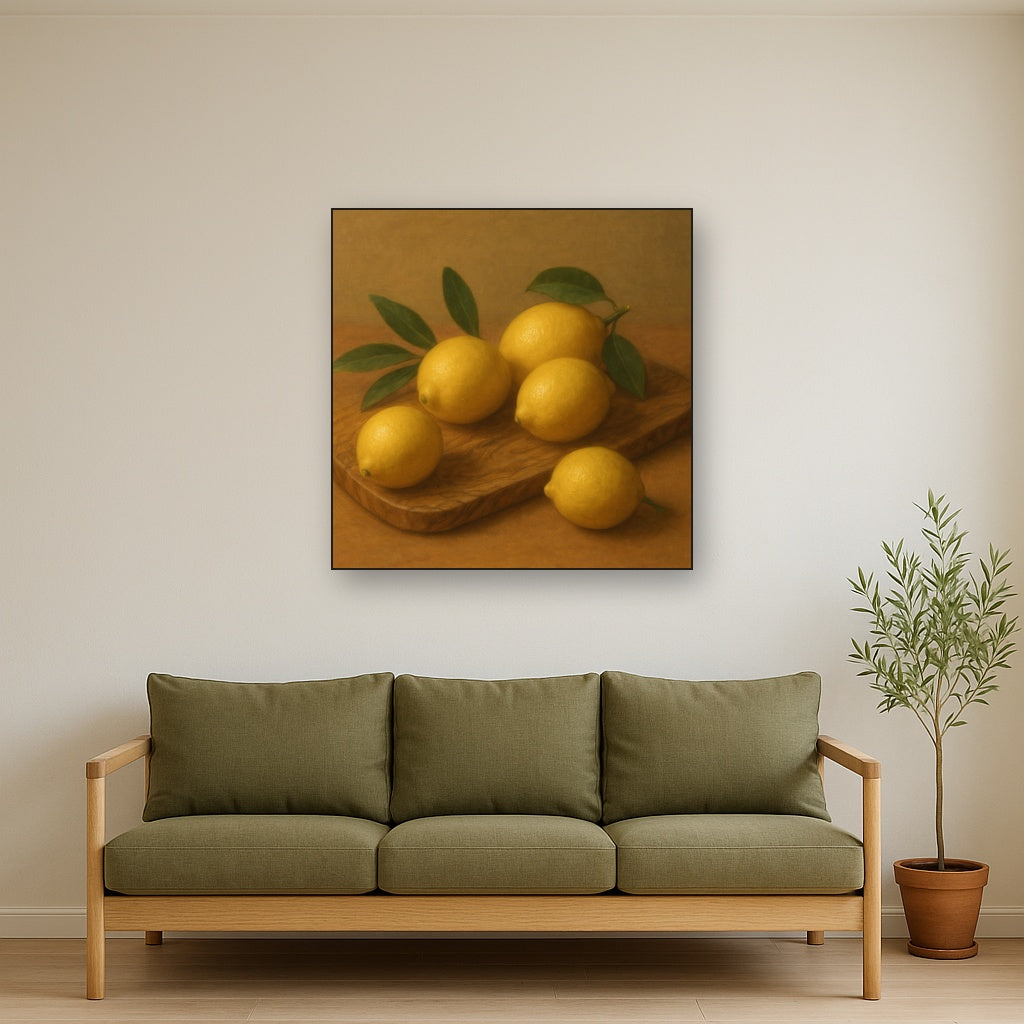 Meyer Lemons on Olive Wood Board No. 8 Oil Painting - View 3