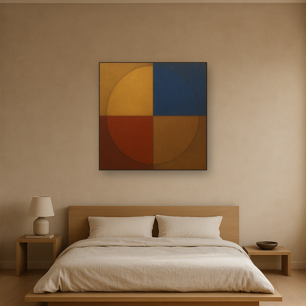 Bauhaus Quadrant Harmony in Primary Earth Tones No. 8 Oil Painting - View 3