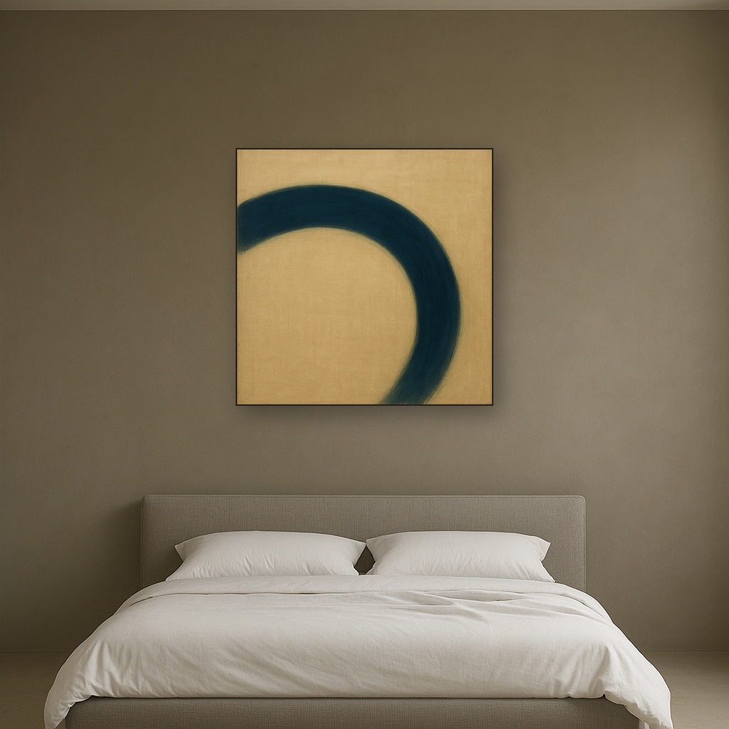 Navy Indigo & Warm Sand Sweep No. 2 - Modern Fine Art Oil Painting - View 3