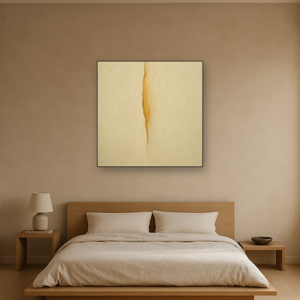 Tactile Stucco & Ochre Rift No. 9 - Modern Fine Art Oil Painting - View 3