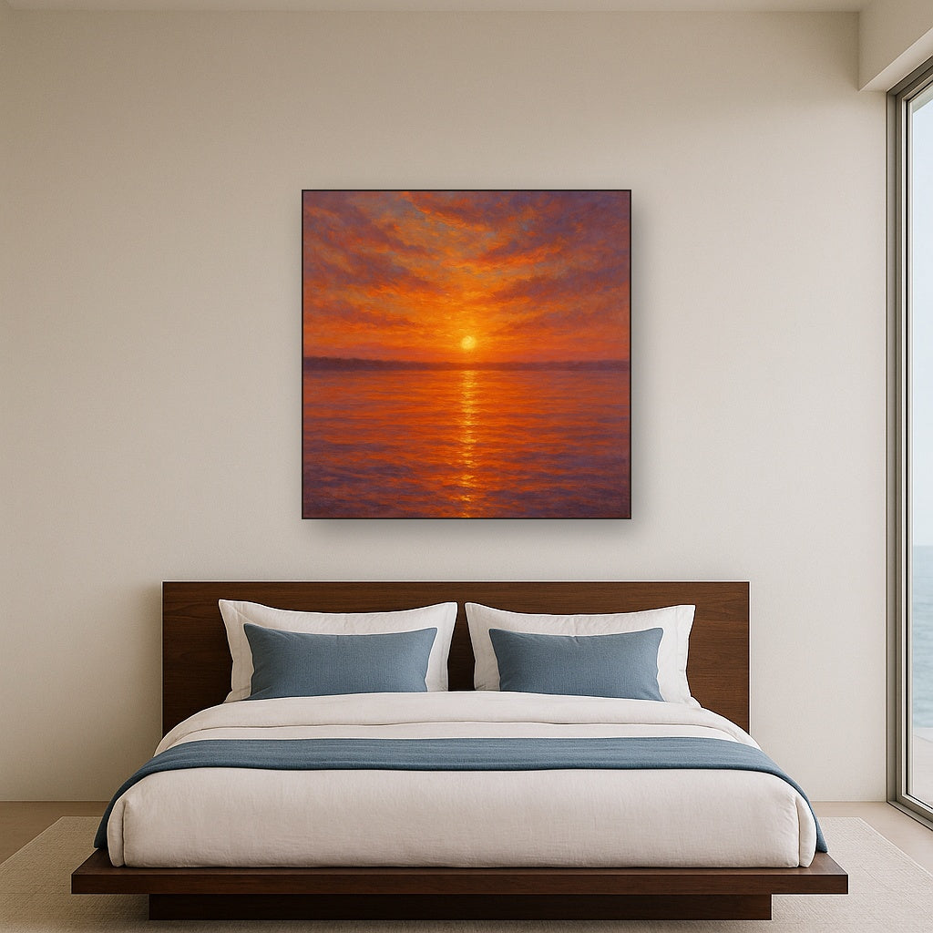Sunset Glow on Warm Tidal Basin Waters No. 4 Fine Art Oil Painting - View 3